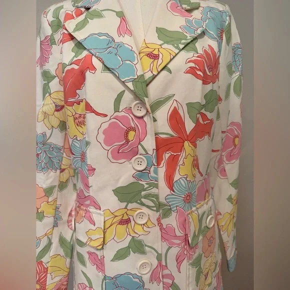 100% Cotton Women's Coat with Floral Design - Picture 7 of 8